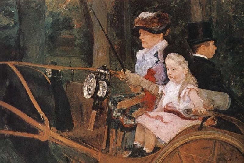Mary Cassatt The woman and the child are driving the carriage oil painting image